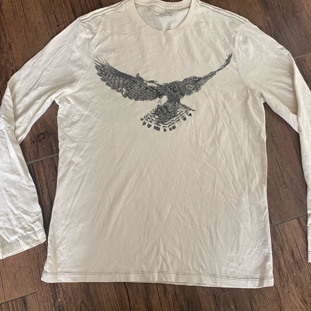 Banana Republic White Long Sleeve Shirt with Eagle Graphic